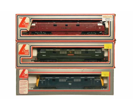 Three Lima 00 gauge diesel locomotives, D1016 Western Gladiator, 828 Magnificent and D843  Sharpe Shooter 