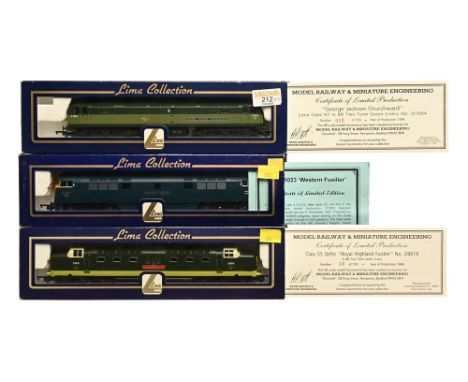 Three Lima 00 gauge limited edition diesel locomotives, D1664, George Jackson, Church Ward No 16 of 550, D1023 Western Fusili