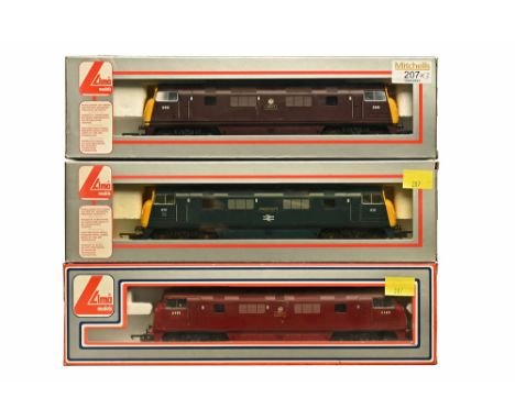 Three Lima 00 gauge diesel locomotives, D815 Druid, D869 Zest and 828 Magnificent 