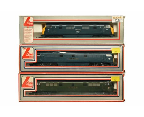 Three Lima 00 gauge diesel locomotives, 828 magnificent, D1071 Wester Renown and D1003 Western Pioneer  
