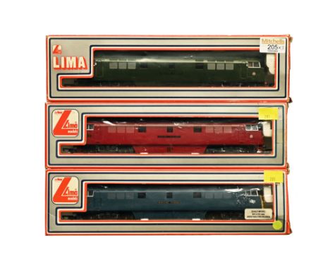 Three Lima 00 gauge diesel locomotives, D1003 Western Pioneer, D1016 Western Gladiator and D1071 Western Renown 