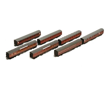 Seven 00 gauge coaches, three Bachmann and four Airfix 