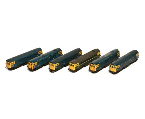 Six Lima 00 gauge diesel locomotives, D6546, D6533, D6551, D6521, D6573 &amp; one unnumbered 
