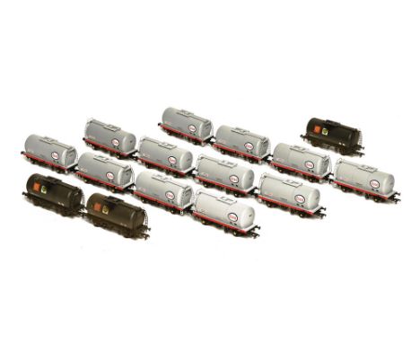 Fifteen Bachmann 00 gauge tankers, Twelve Esso and Three weathered Shell/BP