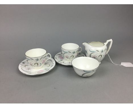 FOLEY 'PRINCESS' PATTERN COFFEE SERVICE, decorated with flowers on a white ground, comprising eight cups and saucers, sugar a
