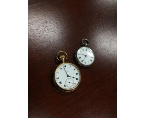 GOLD PLATED POCKET WATCH, along with a silver pocket watch (2)