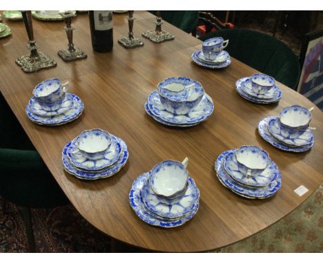 LATE 19TH CENTURY BLUE AND WHITE TEA SERVICE