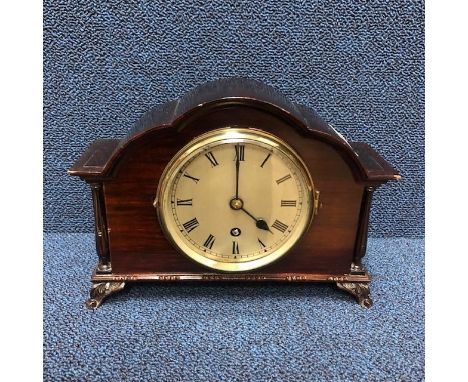 MAHOGANY MANTEL CLOCK, 17cm high