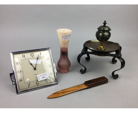 SMITH'S MANTEL CLOCK, along with glass and other collectables