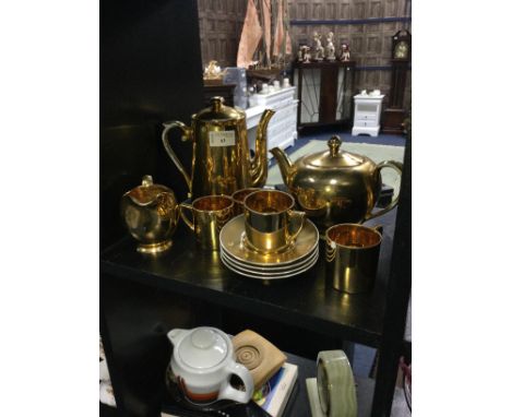 NORITAKE TEA AND COFFEE SERVICE, comprising tea pot, coffee pot, 4 cups and saucers, cream and sugar