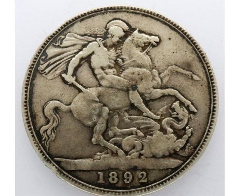 1892 silver crown of Queen Victoria. P&amp;P Group 0 (£5+VAT for the first lot and £1+VAT for subsequent lots) 