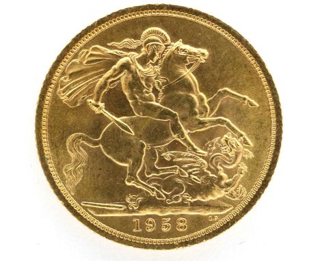 1958 Elizabeth II full sovereign. P&amp;P Group 0 (£5+VAT for the first lot and £1+VAT for subsequent lots) 
