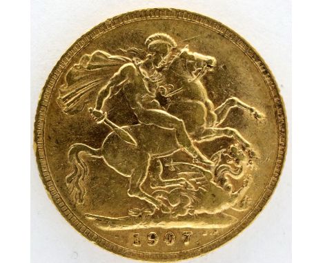 1907 Edward VII full sovereign. P&amp;P Group 0 (£5+VAT for the first lot and £1+VAT for subsequent lots) 