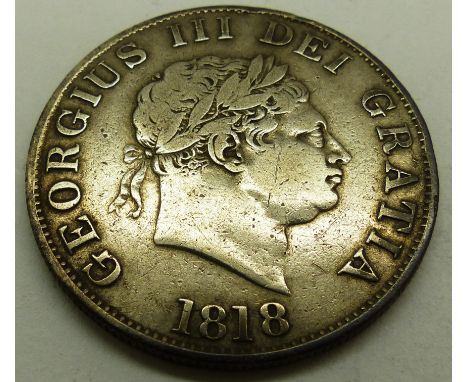 1818 George III silver half crown. P&amp;P Group 0 (£5+VAT for the first lot and £1+VAT for subsequent lots) 