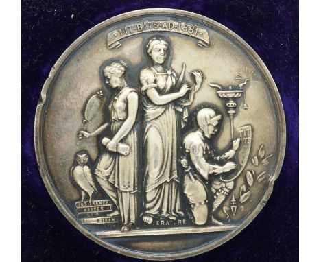 Edwardian hallmarked silver table medal The Titbits Award of Merit, inscribed to Joseph Baron, fated 1907 with newspaper cutt