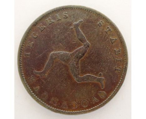 1839 halfpenny Isle of Man issue, large 9. P&amp;P Group 0 (£5+VAT for the first lot and £1+VAT for subsequent lots) 