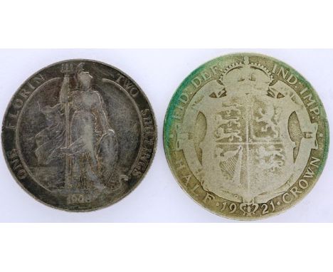 1921 crown and a 1908 florin (2). P&amp;P Group 1 (£14+VAT for the first lot and £1+VAT for subsequent lots) 