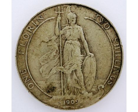 1909 Edward VII silver florin. P&amp;P Group 0 (£5+VAT for the first lot and £1+VAT for subsequent lots) 