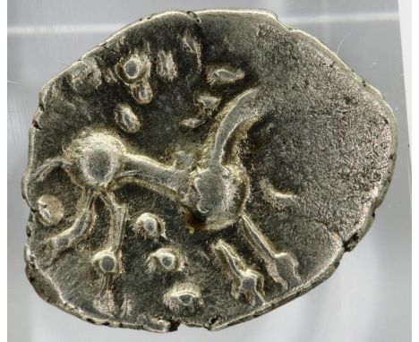 Iceni Celtic tribe (Boudica) silver unit, horse and crescent moons. P&amp;P Group 0 (£5+VAT for the first lot and £1+VAT for 
