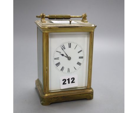A brass cased hour repeating carriage clock