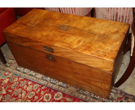 A Victorian brass mounted camphorwood trunk, W.100cm, D.48cm, H.46cm