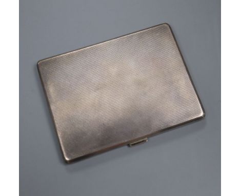 A George V silver engine turned cigarette case, Birmingham, 1920, 164 grams