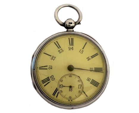 Unsigned - A Victorian silver open faced pocket watch with 24 hour dial, circa 1881, the white dial, 44mm diameter, with an o