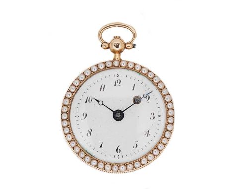 Chevalier & Cochet, Paris - An open faced pocket watch,  circa 1800, the unsigned white dial, 27mm diameter, with black Arabi