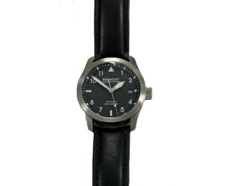 Bremont - A steel 'Solo' wristwatch, circa 2015, model number SOLO-37/BK-SI, serial number 9151, the signed circular black di