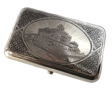 A late 19th century Russian metalwares silver and niello tobacco box, maker's mark not identified, Assay Master's mark of Ale