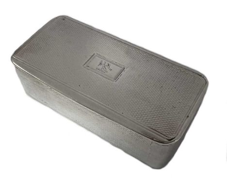 A George IV silver snuffbox, mark of John Linnit, London 1825, of rectangular form with turned corners, engraved all over wit