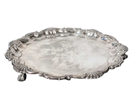 Edinburgh - A Victorian silver waiter, mark of Mackay &amp; Chisholm, 1898, 'Chippendale' style with shell and scroll rim, ra