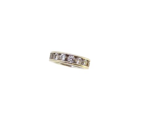 A diamond set full eternity ring, sixteen channel set round brilliant cut diamonds, diameter approximately 4mm, estimated app