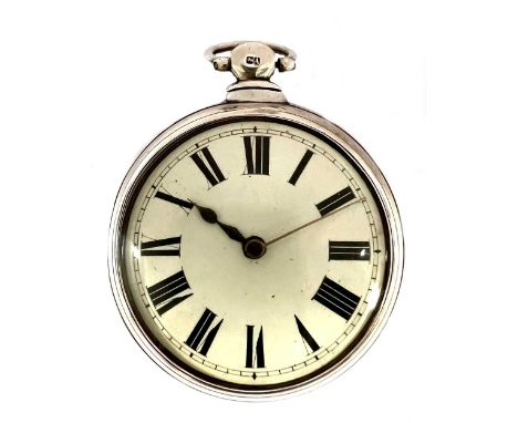 Unsigned - An early 19th century silver pair cased open faced pocket watch, circa 1831, the outer case with casemaker's mark 