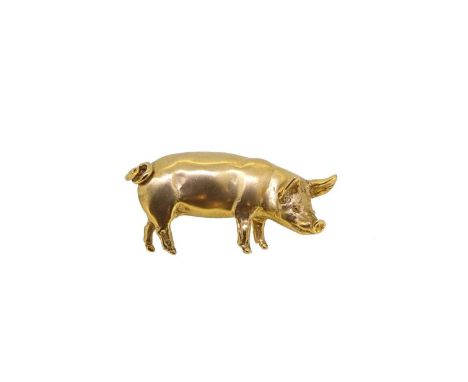 A 9ct gold pig brooch, realistically formed as a pig with a matt finish, dimensions 3.7 x 1.8cm, pin and roller catch fitting