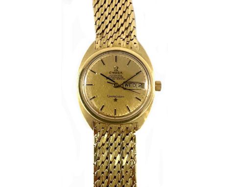 Omega - An 18ct gold 'Constellation' wristwatch, circa 1968, model 1091, serial number 26189794, the signed circular textured