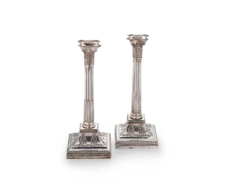 A pair of late Victorian silver candlesticks, mark of James Dixon &amp; Sons Ltd., Sheffield 1889/1900, in the neoclassical s