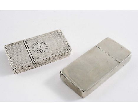 AN EARLY VICTORIAN SILVER DUAL COMPARTMENT VESTA/TINDER CASE with engine-turned decoration, initialled, by Cronin & Wheeler, 