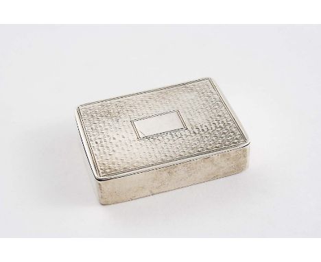 AN EARLY VICTORIAN SILVER VESTA CASE with an engine-turned cover & vacant cartouche, by Edward Smith, Birmingham 1847; 1.55" 