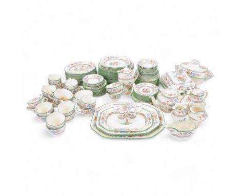 Copeland Spode Chinese Rose pattern extensive tea and dinner service, including eighteen dinner plates, twenty two desert pla