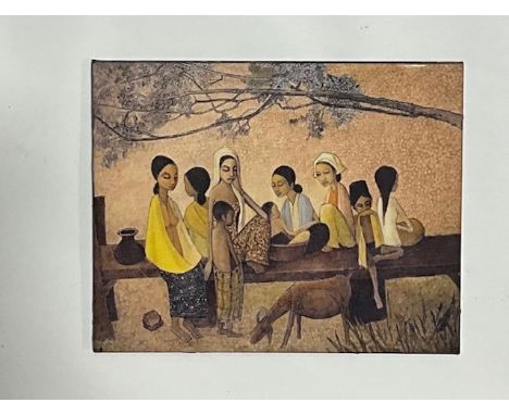 Cheong Soo Pieng Artwork Ceramic Tile.&lt;br&gt; Measures 9.75 x 7.75 inches.