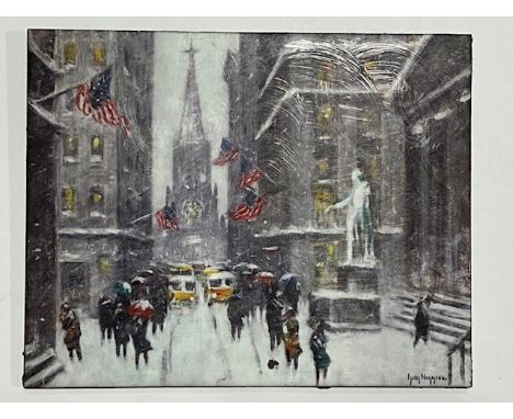 Guy Carleton Wiggins NYC Artwork Ceramic Tile.&lt;br&gt; Measures 9.875 x 7.875 inches.