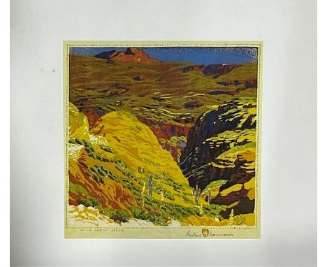 Gustave Baumann " Wild Horse Mesa" Print Mounted to Arches Paper, &lt;br&gt; Measures 13.00 X13.00 Inches