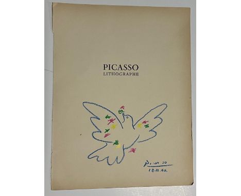 Pablo Picasso original Crayon Drawing Dove  Measures 12.5 X 9.625