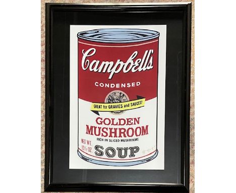 Andy Warhol Campbell Soup Signed/Numbered Lithograph Frame has scuff marks and chips, print in good condition, not examined o