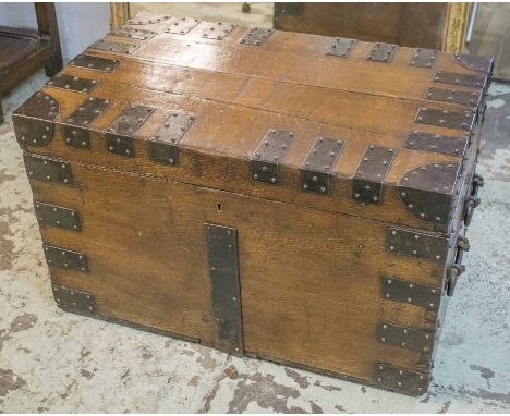 SILVER TRUNK, Victorian oak and iron bound with a rising lid, 83cm x 54cm x 52cm H. (with faults)