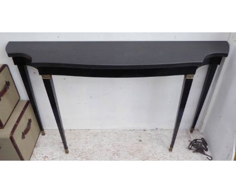 CONSOLE TABLE, with shaped marble top on square tapering supports, 153cm x 33cm x 94cm H.