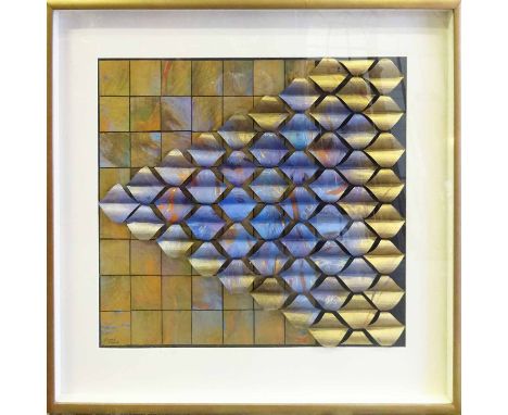 LEONÉ BROADHURST (Contemporary Australian) 'Beach', 2000, mixed media, signed and dated lower left, 50cm x 60cm, framed and g