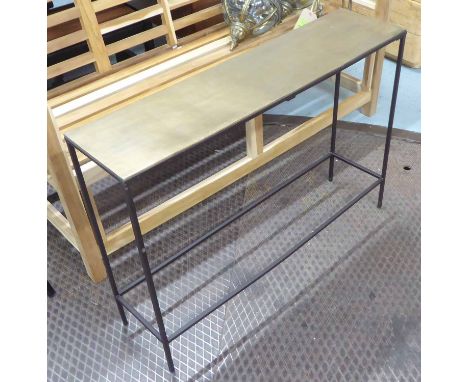 CONSOLE TABLE, Bauhaus inspired, bronzed finish, 99cm L x 25cm D x 71cm H.