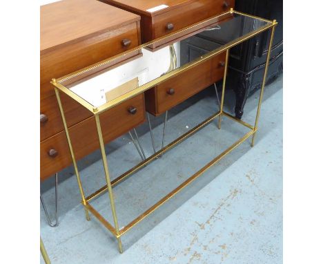 CONSOLE TABLE, Bauhaus style, gilt finish, 97cm x 32cm x 81cm H.